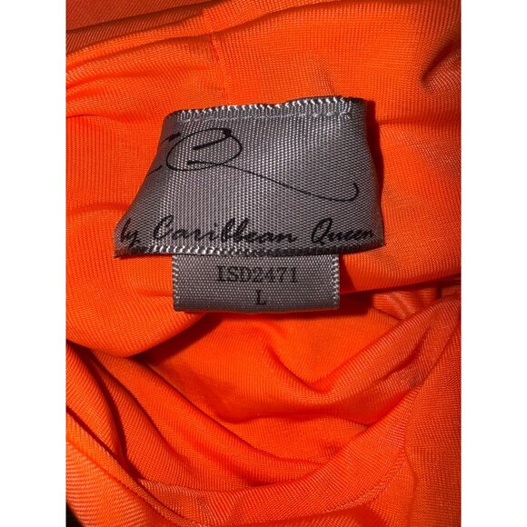 Bright Orange Plunge Halter Bodysuit Large Stretch Sexy Retro Pinup Dancer Cute - Picture 4 of 7